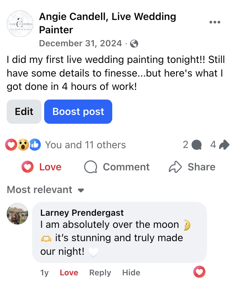 bride reaction to pittsburgh live wedding painter